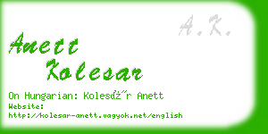 anett kolesar business card